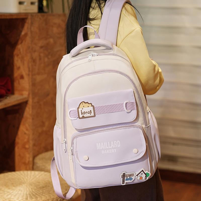 School bag Korean version of high-value tooling school bag, light waterproof, load-reducing ridge backpack, large-capacity fashionable