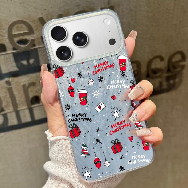 

Чехол для телефона с лазерным рисунком елки на Рождество для iPhone Air 16e 17 16 15 14 Pro Max 13 15 Pro 17 16 Plus Противоударный Жесткий ПК Чехол Funda iPhone 11 белый