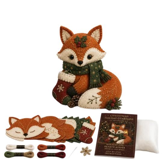 Layered Fabric Sewing Patterns Christmas Animals Patchwork Kit for Adults Beginners, DIY Holiday Textile Art Kits Craft Set Home Decoration, Handmade
