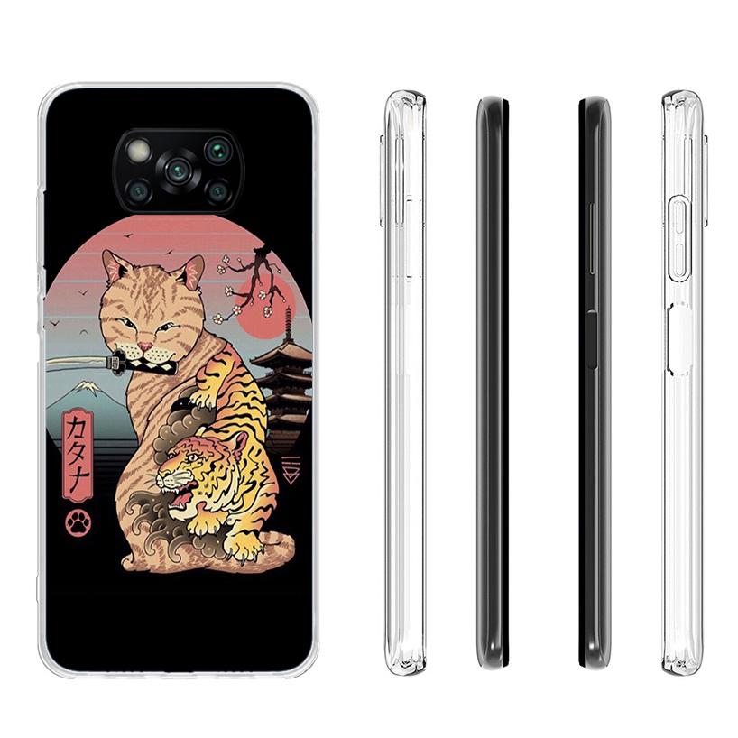 Ramen Sushi Samurai Tattoo Cat Phnoe Case for Xiaomi Poco X5 X6 X7 Pro X4 Gt F7 Ultra M8 M7 Redmi 15C 15 13C 13 12C 12 Unique Co