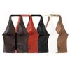 2025 Spring Women's Euro-American Style Halter Tie-Up Cutout PU Crop Vest
