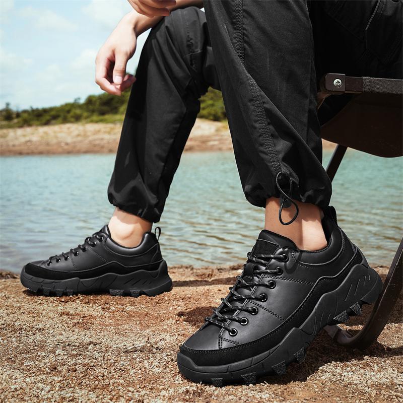 Pánské kožené boty Ručně vyráběné Outdoorové tenisky Kotníkové boty pro muže Ležérní obuv Pracovní boty