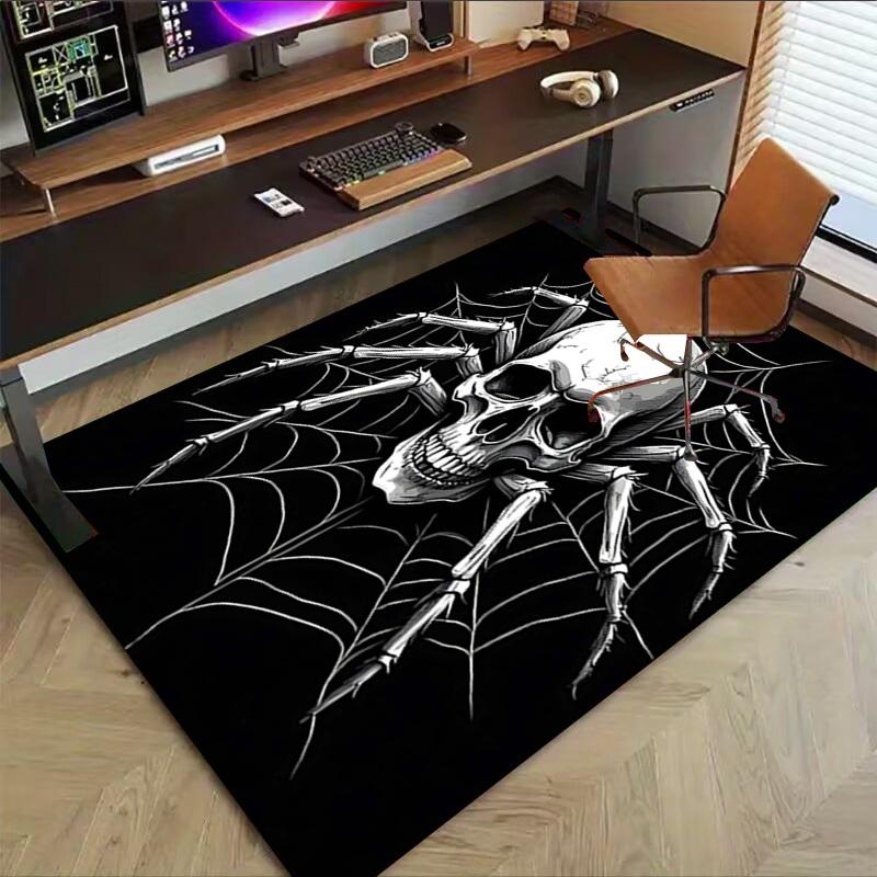 1PC Spider Skull Non-Slip Floor Carpet Compatible for Office&Living Room&Bedroom&Dining Room - Flat-Weave Machine-W260