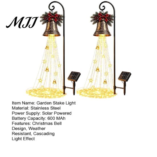 Decorative Lights for Walkways Christmas Bell Cascade Solar Light, Garden Stake Light with Warm Glow LED Waterfall Festive Outdoor Yard