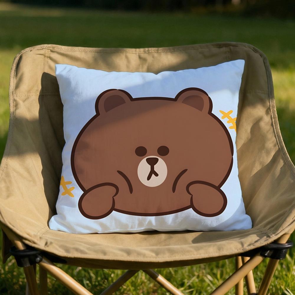Character Cartoon Bear Cushion Cover Soft Reversible Durable Pillow Cover MultiScene Use for Home Car Daily Comfort