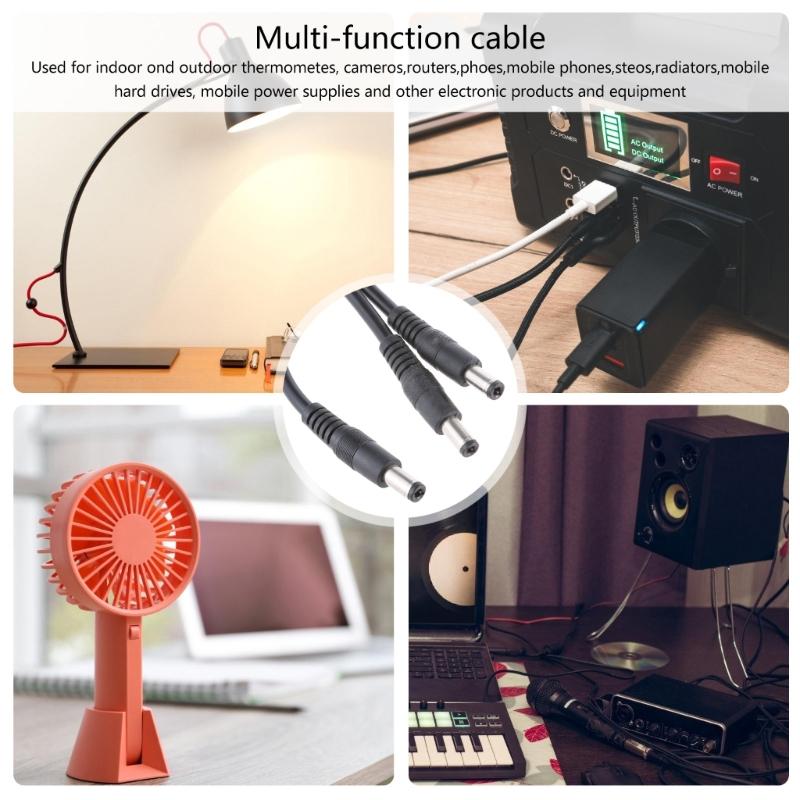 High Conductivity DC5525 Power Y Splitter Cable CCTV Power Splitter Cable Connecting Two Devices with 5.5MMx2.1MM Input