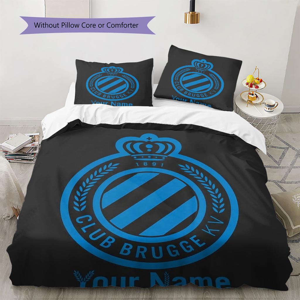 Club Brugge KV Custom Name Pattern Bedding,Quilt Set Quilt Cover Pillowcase Home Birthday Gift(1 * Duvet Cover + 2 * Pillowcase, Without Core)