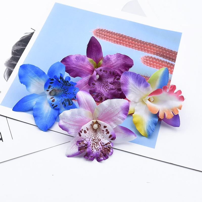 10/20pcs Artificial Flower Plants Butterfly Orchid Flowers Wall Wedding Home Room Decor Bridal Accessories Clearance Wreath prop