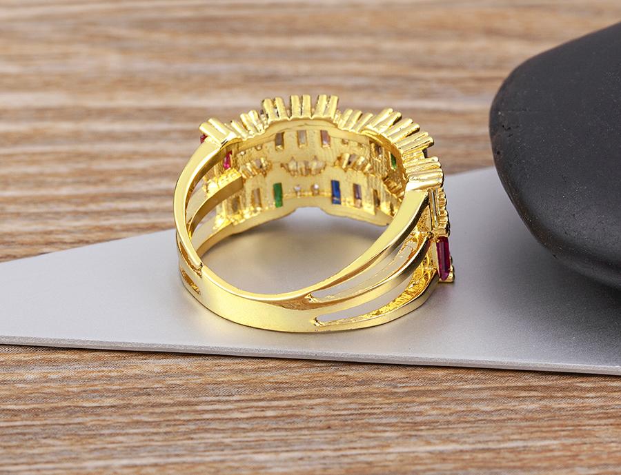 Nidin Neue Mode Regenbogen Geometrisch Exquisit Kristall AAA Zirkon Ring Damen Temperament Erklärung Hochzeitsfeier Charme Schmuck