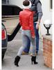 Real Soft Red Lambskin Leather Motorcycle Style Women's Jacket Biker Stylish