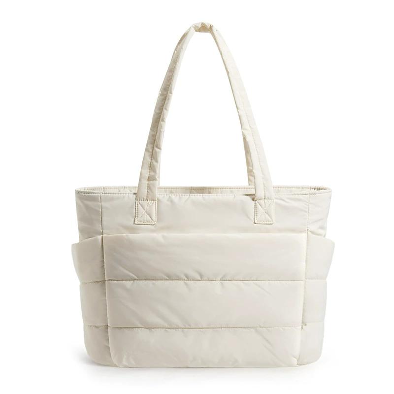 Puffer Tote Bag for Women, Lightweight Shoulder Handbag with Laptop Compartment & Multiple Pockets, Fashion Work Bag