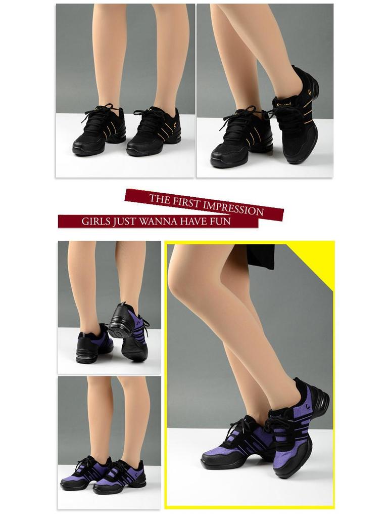Women's Mesh Jazz Dance Shoes with Soft Sole and Height Boost - Versatile for All Seasons
