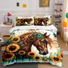 Sunflower Horse Art Set Multiple Sizes Kid'S And Adults' Bedroom Exquisite 3Pc Bedding Set, Gift