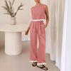 Women's Set Summer Casual Solid Color Sleeveless Round Neck Vest Trousers