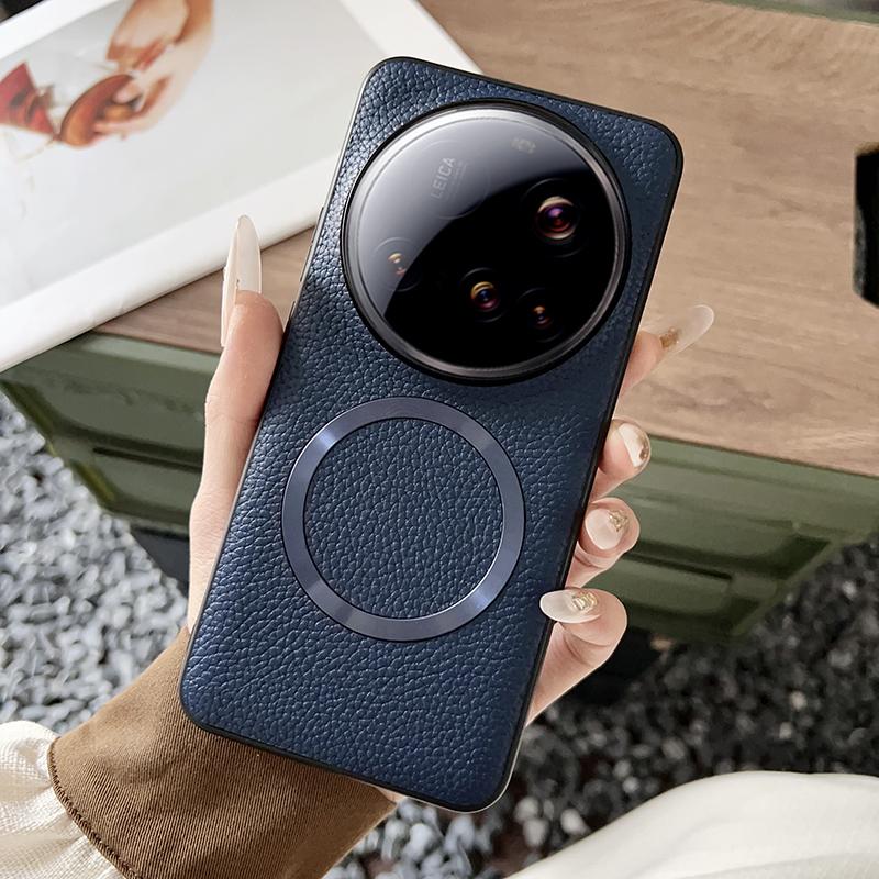 Pro pouzdro Xiaomi 15 Ultra Kompatibilní s MagSafe PU kůže+TPU Zadní kryt telefonu