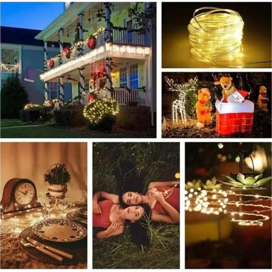 Outdoor Waterproof Fairy Garland Lights Solar String Lights LED String Lights 8 Modes Christmas Party Garden Patio Wedding Decor
