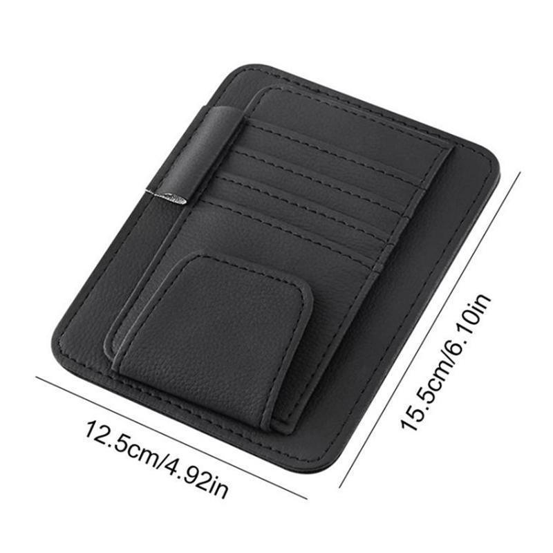 1Pc Inside Car Glasses Multi-Pocket Clip Holder Storage Card PU Leather Holde Bags Sunshade Bag Cars Storage