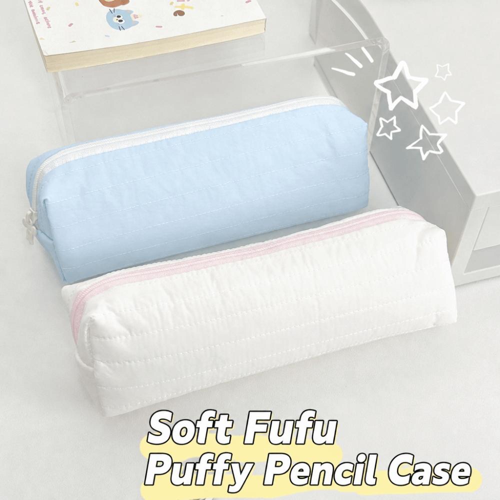 Large-capacity Pencil Case Cream Color Stationery Pouch INS Stationery Storage Bag School Supplies
