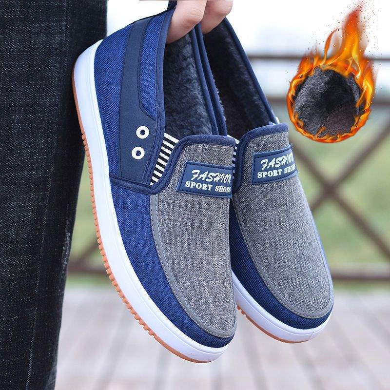 

Флисовая нескользящая и износостойкая подошва из говяжьей кожи] Хлопковые туфли Laobei мужские рабочие туфли легкие и зимние утепленные и дышащие мужские 44