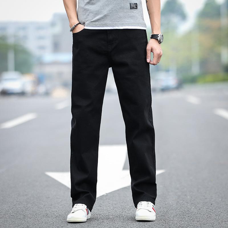 

Stretch straight jeans for men in autumn thick style men s slim casual loose straight leg trendy brand pants Korean style trend 44 чорний