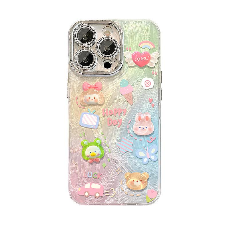 Ins Cute Dolls Suitable for Iphone16 Apple Feather Yarn Phone Case 15promax Women's 14 High-end Sense
