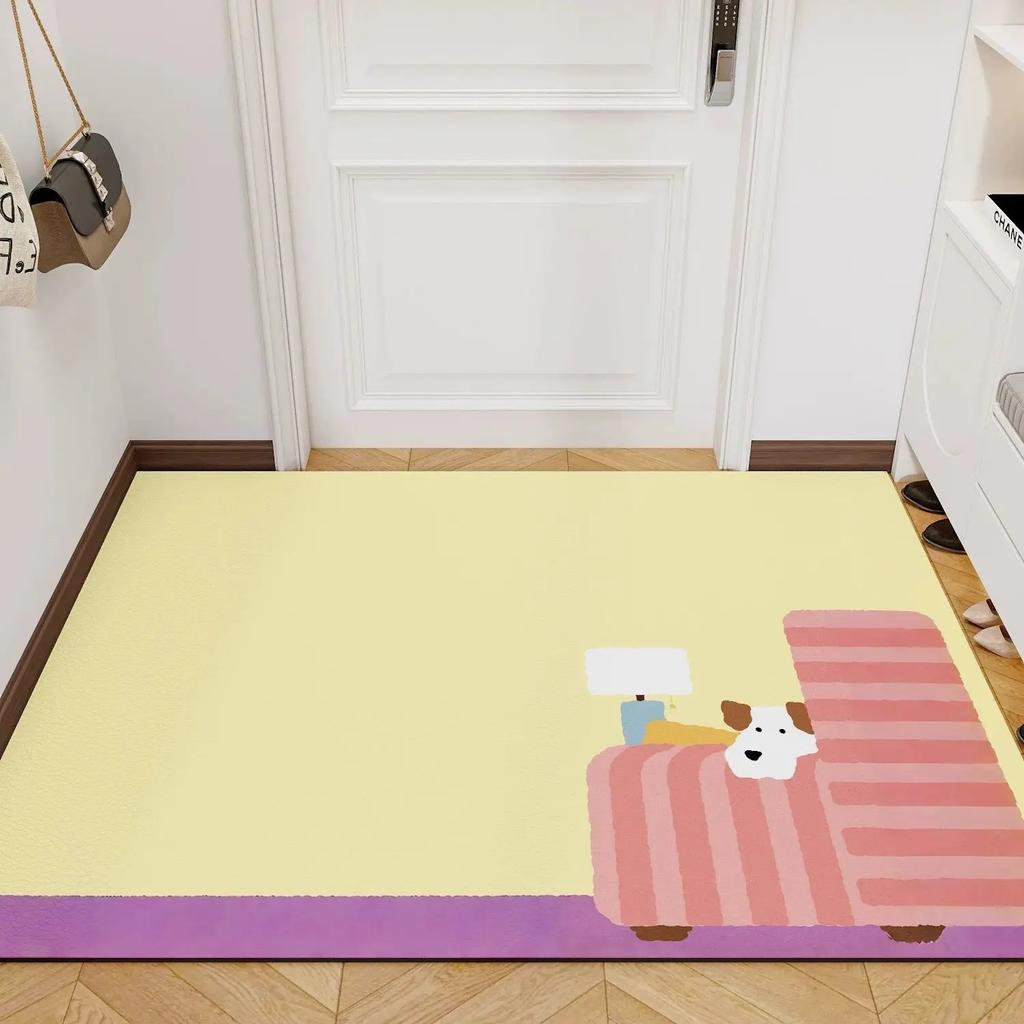 Entry Door Mat Simple Cartoon Dog Living Room Bedroom Decoration Carpet Kitchen Bathroom Anti Slip Rug Home Decoration