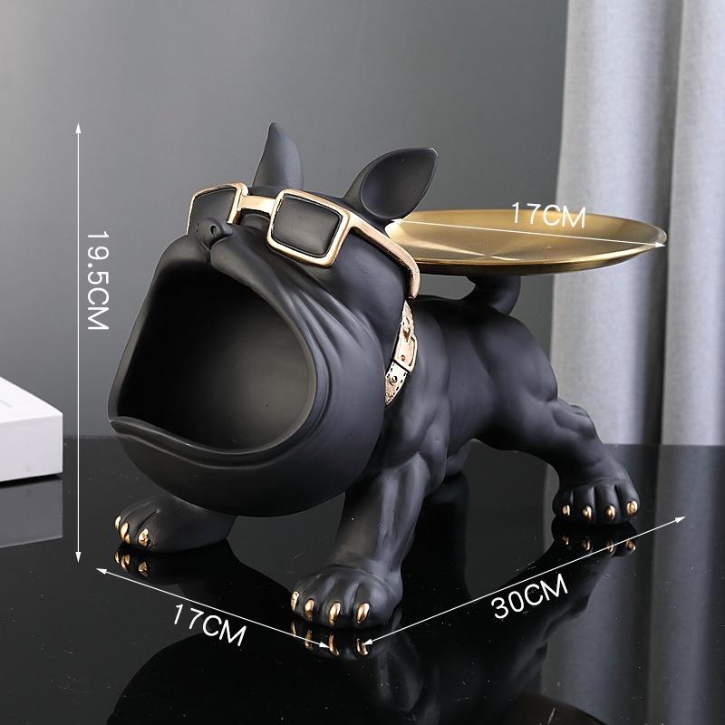 

Y Resin Bulldog Statue Storage Tray Desktop Magic Bucket Key Storage Ornament Handcraft Art Statue Dog Sculpture Home Decoration
