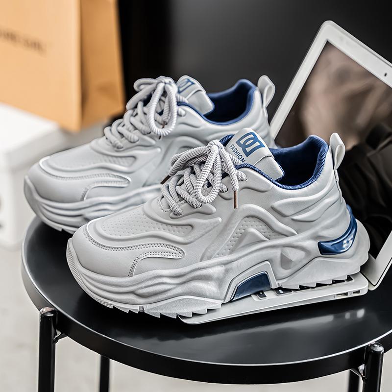 Pánské boty na volný čas, jarní a podzimní módní boty na vysokých podpatcích s tlustou podrážkou, všestranné módní gumové boty, tenisky, mužské tenisky