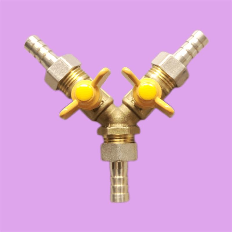 Brass Push-to-Connect Ball Valve Reducing Tee for Water Pipes (Sizes: 6/8/10/12/14/16mm)