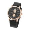 [Salvatore Marra] Unisex Watch Simple Thin Analog Quartz Men's Women's Chronograph Leather Belt Pink Gold Black PGBK