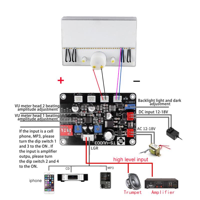 High Performance VU Level Meter Audio Meter DB Amplifier Suitable for Home Audio for Audio Equipment LED Backlight