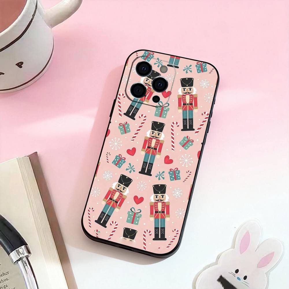 

Nutcracker Pattern Phone Case For iPhone 17,16,15,14,13,12,11 Plus,Pro Max,Soft Silicone Black Cover iPhone14Pro