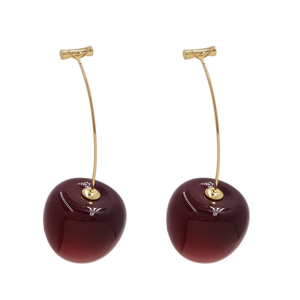 Earrings With High-End Feel, Red Fruit Cherries Earrings, Personalized Pendant Long Earrings.