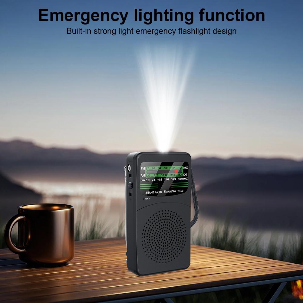 Portable AM/FM/SW Radio Battery Operated Radio with LED Flashlight Small Radio with Earphone Jack Gifts for Seniors Elderly