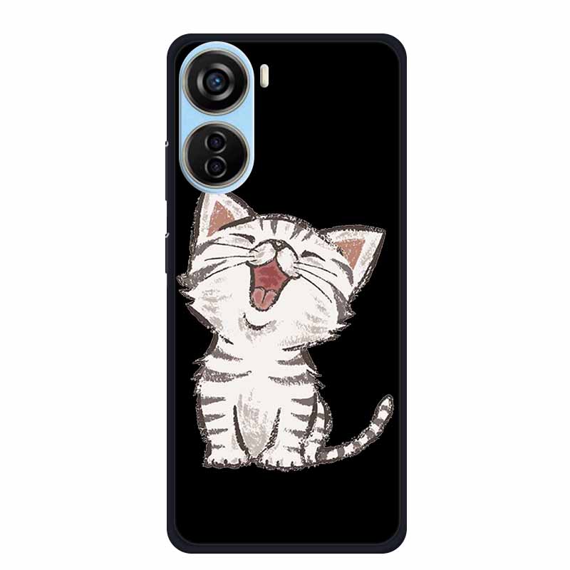 Schwarze Silikonhülle für ZTE Blade V50 Design 5G Libero 5G IV V41 Vita Axon 40 lite Handyhülle Cartoon Katze Weiche Rückseite Hülle