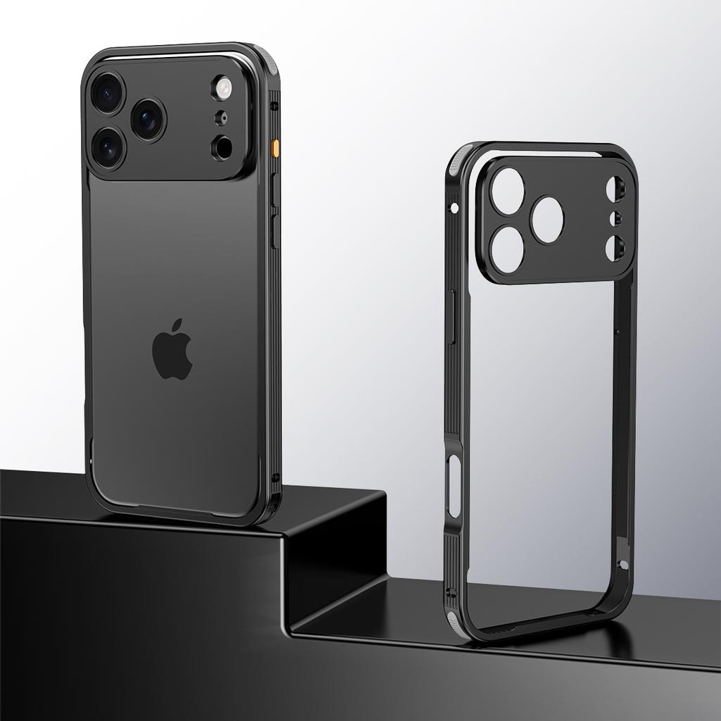 Aviation Aluminum Alloy Frame Bumper Phone Case For iPhone 17 16 15 14 13 Pro Max Plus Metal Lens Protection Shockproof Cover