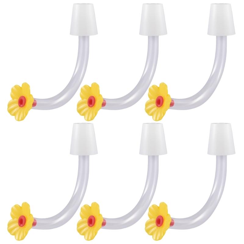 

Pack Of 6 Hummingbird Feeders Tube LeakProof Replacement Part Flower Tips For Bird Feeders Garden Feeding Accessories