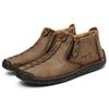 Men's Martin Boots Spring and Autumn New Large Size Zipper Men's Boots Outdoor Casual Hand-sewn Tooling Boots