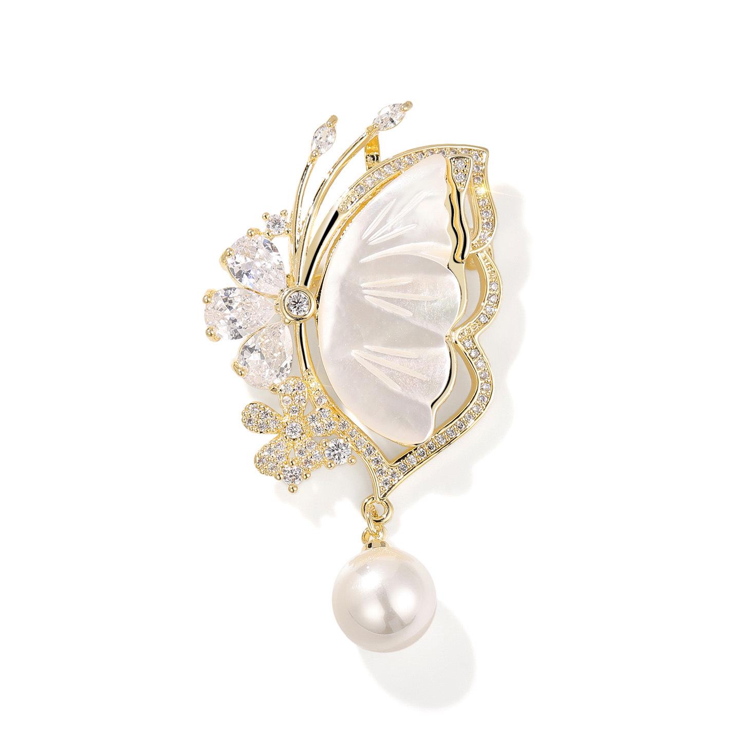 Bo Xin Yun Fashion Light Luxury Freshwater Pearl Butterfly Brooch Pin