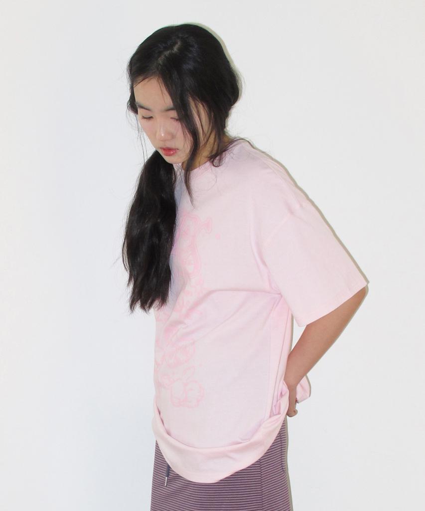 AMES-WORLDWIDE Rabbit Art Drawing Tee Pink