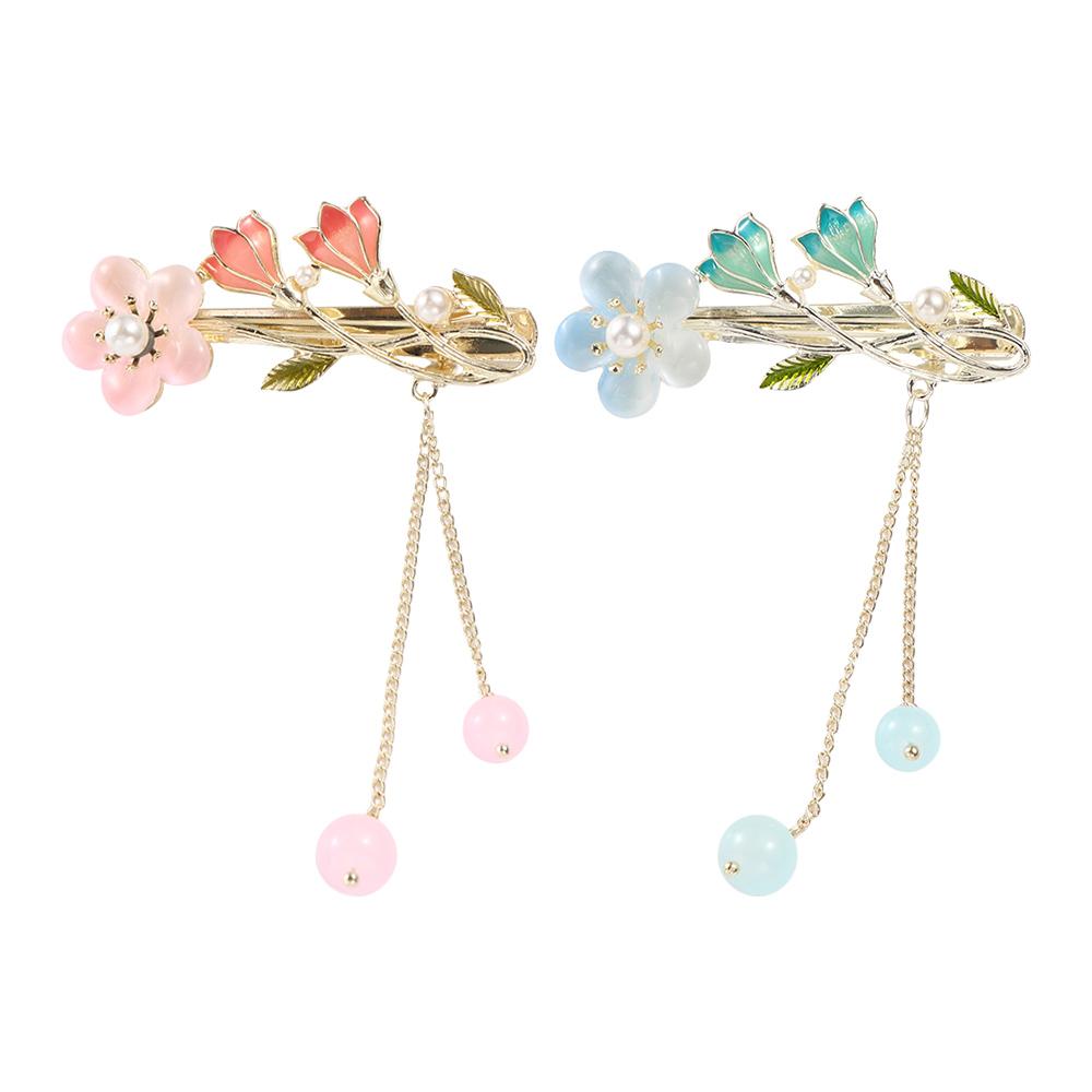 

Vintage Zinc Zinc Alloy Chinese Style Hair Clip Floral Hair Accessories Long Tassel Hairpin Hanfu Headpiece