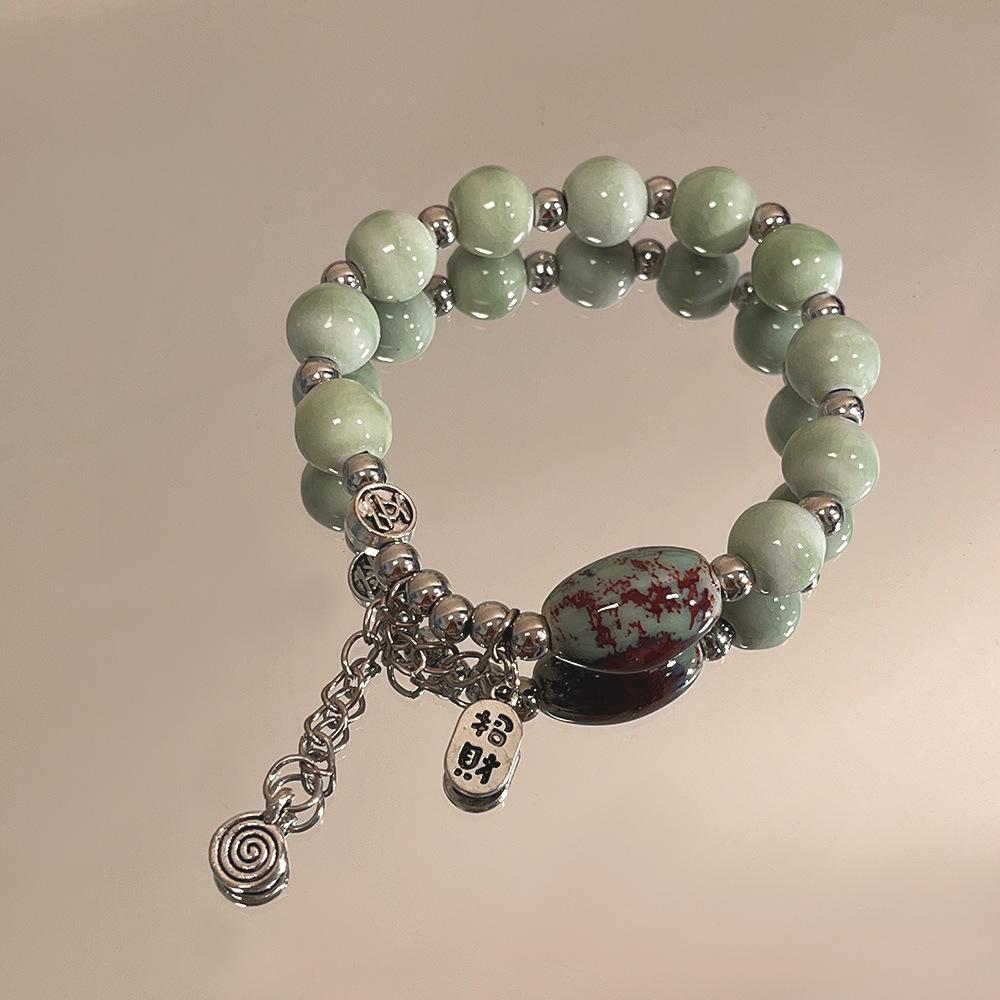 JMXD-Handmade Ceramic New Chinese Lucky Bracelet Women's Ethnic Style Literary Small Fresh National Style Fashion Bracelet Decoration