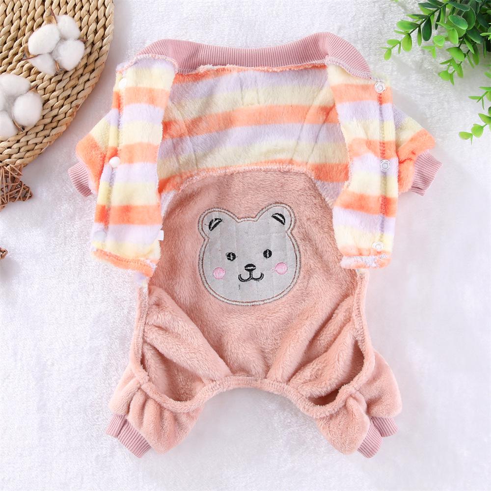 Pet Warmth Flannel Four-Legged Autumn/Winter Leashable Outfit for Dogs & Cats
