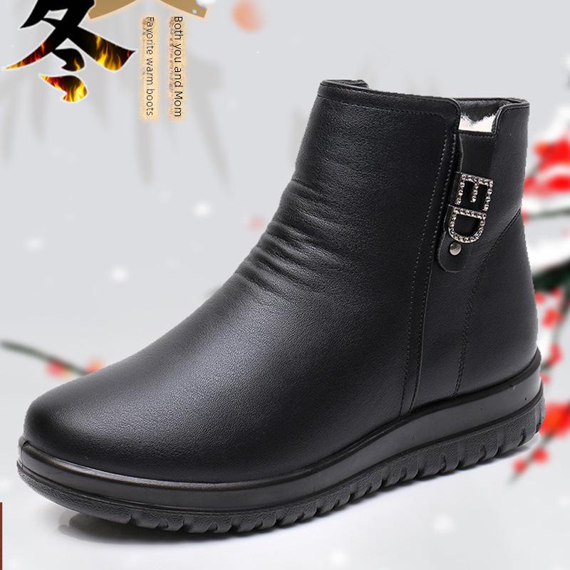 Women's Winter Warm Cotton Boots - Soft Bottom, Plus Velvet, Middle-Aged & Elderly Short Boots