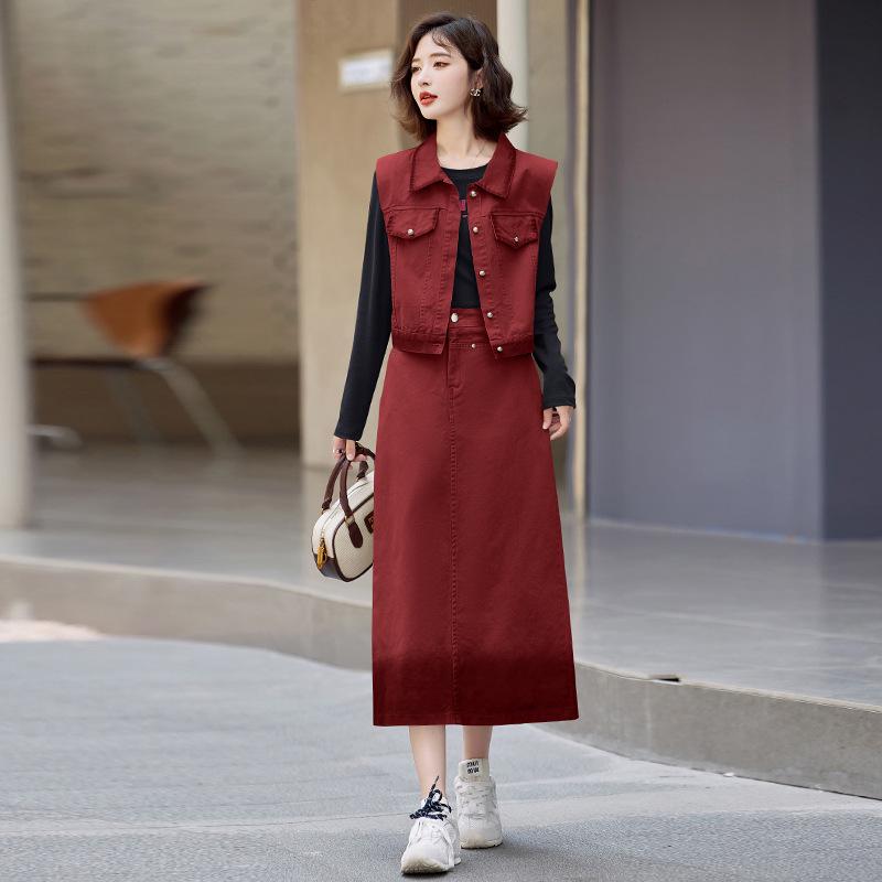 Gradient Denim Three-Piece Midi Skirt Set - 2025 Stylish & Age-Reducing Fashion (Model LU8933)