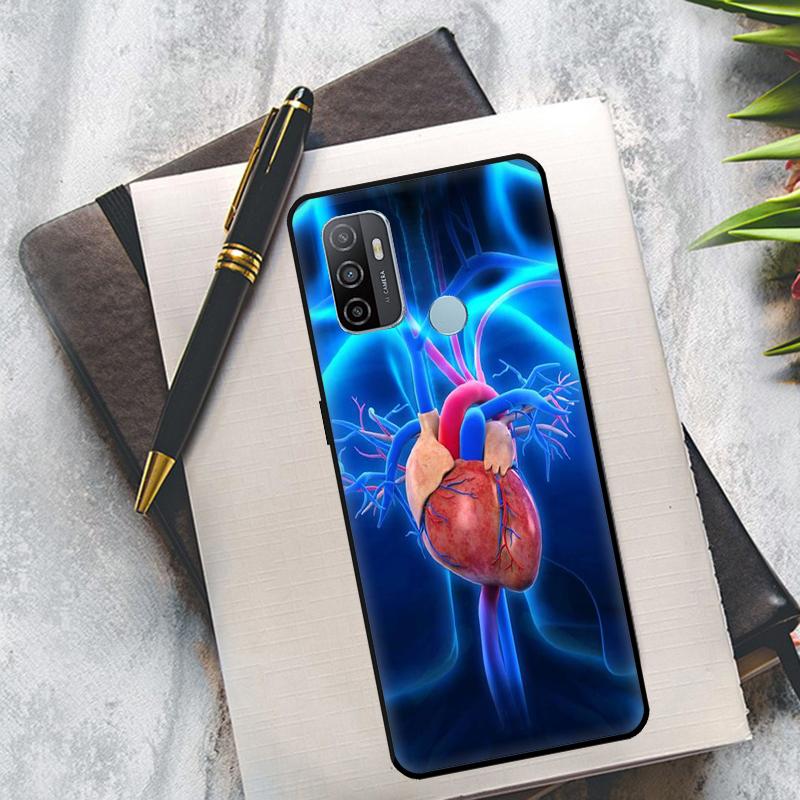 Medical Human Organs Heart Art Case For OPPO A94 A74 A54 A83 A91 A93 A15 A16 A52 A72 A5S A53S A5 A9 A31 A53 2020 Cover
