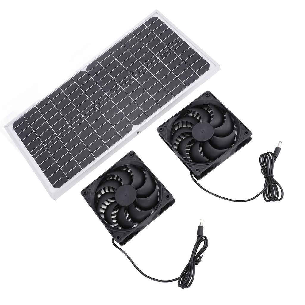 Solar Powered Exhaust Fan 16W Monocrystalline Silicon Solar Panel Dual Ventilation Fan Kit for Pet House Chicken Coop Greenhouse