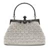 Women's Vintage Floral Beaded Rhinestone Embroidery Clutch Crossbody Bag with Chain Evening Handbag for Wedding Party Evening Clutch Bag for Women
