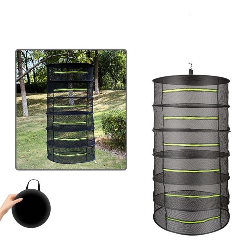 Foldable Ventilated Mesh Organiser With Hanging Hook Rustproof Nylon Designs Rack For Camping Home Storage Solution