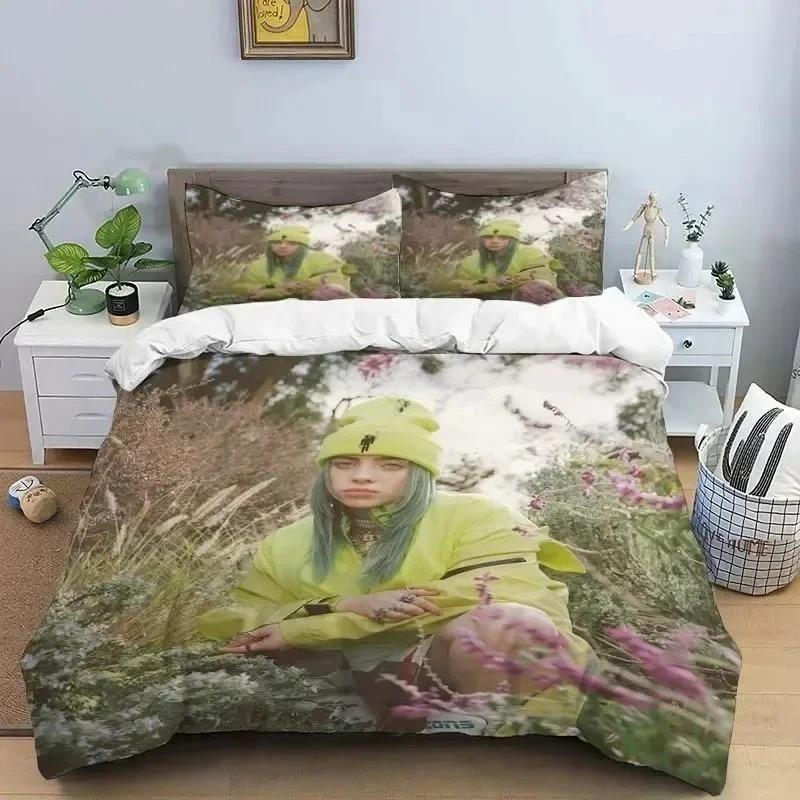E-EilishS Sänger B-BillieS Bettwäsche-Set Weich gewaschenes Bett 3-teilig Sommer Bequem Studentenwohnheim Zuhause Babybettwäsche Verkäufer